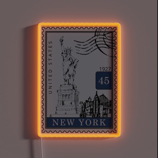 New York Sketch United States USA Postages RGB Neon Sign