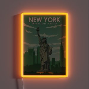 New York Statue Of Liberty Travel Poster RGB Neon Sign