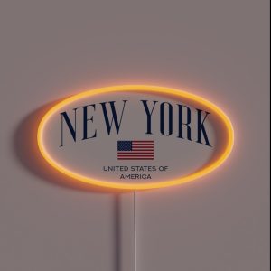 New York USA Flag Oval RGB Neon Sign