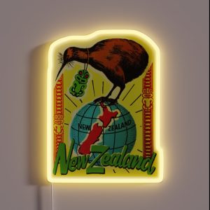 New Zealand Kiwi Vintage Travel Decal RGB Neon Sign