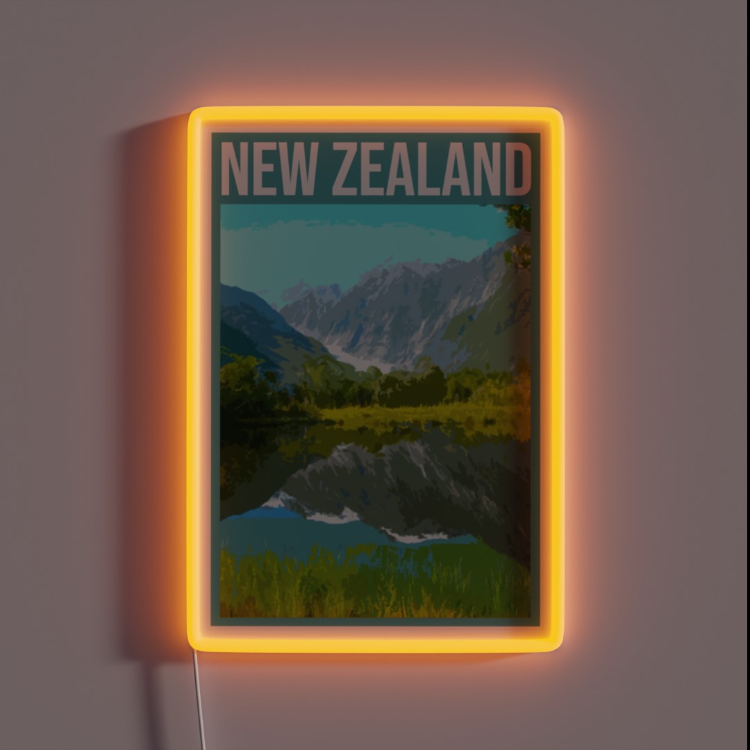 NEW ZEALAND Retro Vintage Travel Poster RGB Neon Sign NEW ZEALAND Retro Vintage Travel Poster RGB Neon Sign