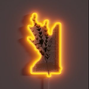 Newspaper Greenery Dark Academia Collage RGB Neon Sign