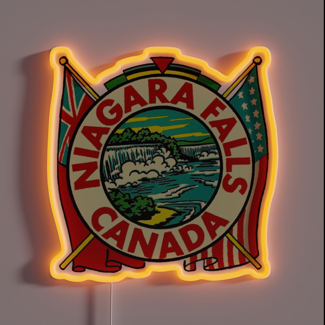 Niagara Falls Canada Vintage Travel Decal RGB Neon Sign Niagara Falls Canada Vintage Travel Decal RGB Neon Sign