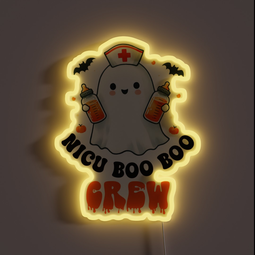 Nicu Boo Boo Crew Halloween Nicu Boo Crew RGB Neon Sign Nicu Boo Boo Crew Halloween Nicu Boo Crew RGB Neon Sign