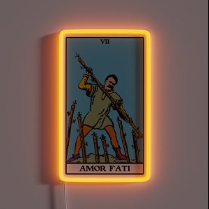 Nietzsche Amor Fati Seven Of Wands Tarot Philosophy RGB Neon Sign