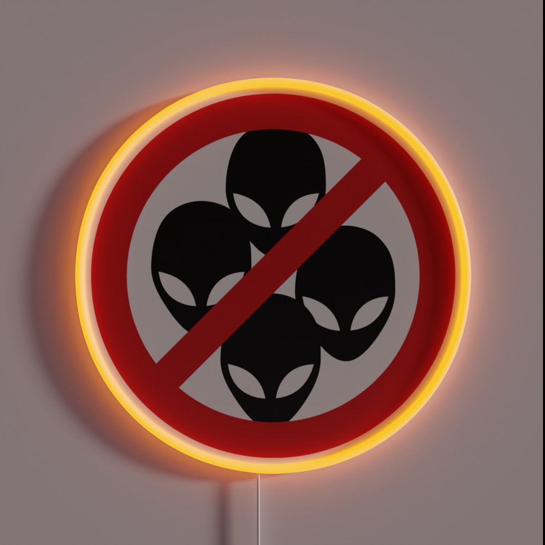 No Aliens Sign RGB Neon Sign No Aliens Sign RGB Neon Sign