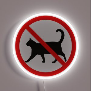 No Cats Allowed Red Circle With Slash Simple Prohibition Sign RGB Neon Sign