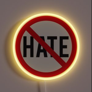 No Hate Prohibition Sign RGB Neon Sign