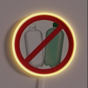 No Plastic Bottle Sign RGB Neon Sign No Plastic Bottle Sign RGB Neon Sign