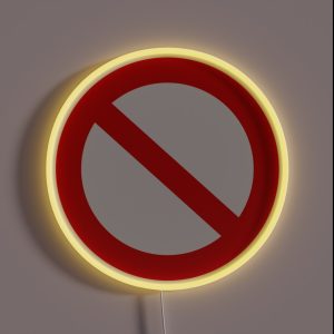 No Sign Stop Forbidden Censorship Red Symbol Circle With Crossed Line HD High Quality RGB Neon Sign