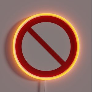 NO Symbol DO NOT Icon Prohibition Sign Red On Black RGB Neon Sign