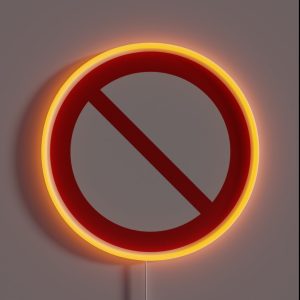 NO Symbol DO NOT Icon Prohibition Sign Red On White RGB Neon Sign