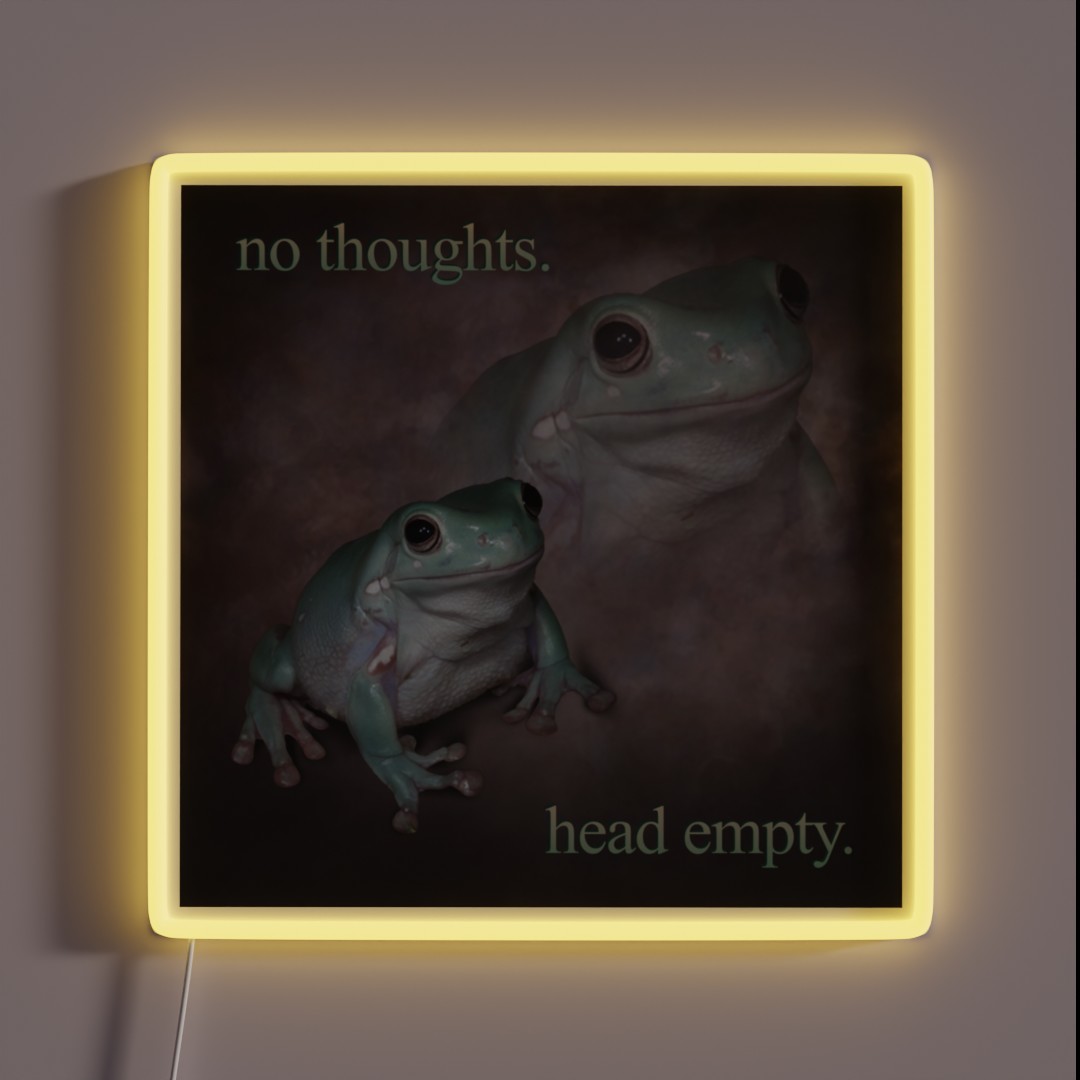 No Thoughts Head Empty Frog Retro Word Art RGB Neon Sign No Thoughts Head Empty Frog Retro Word Art RGB Neon Sign