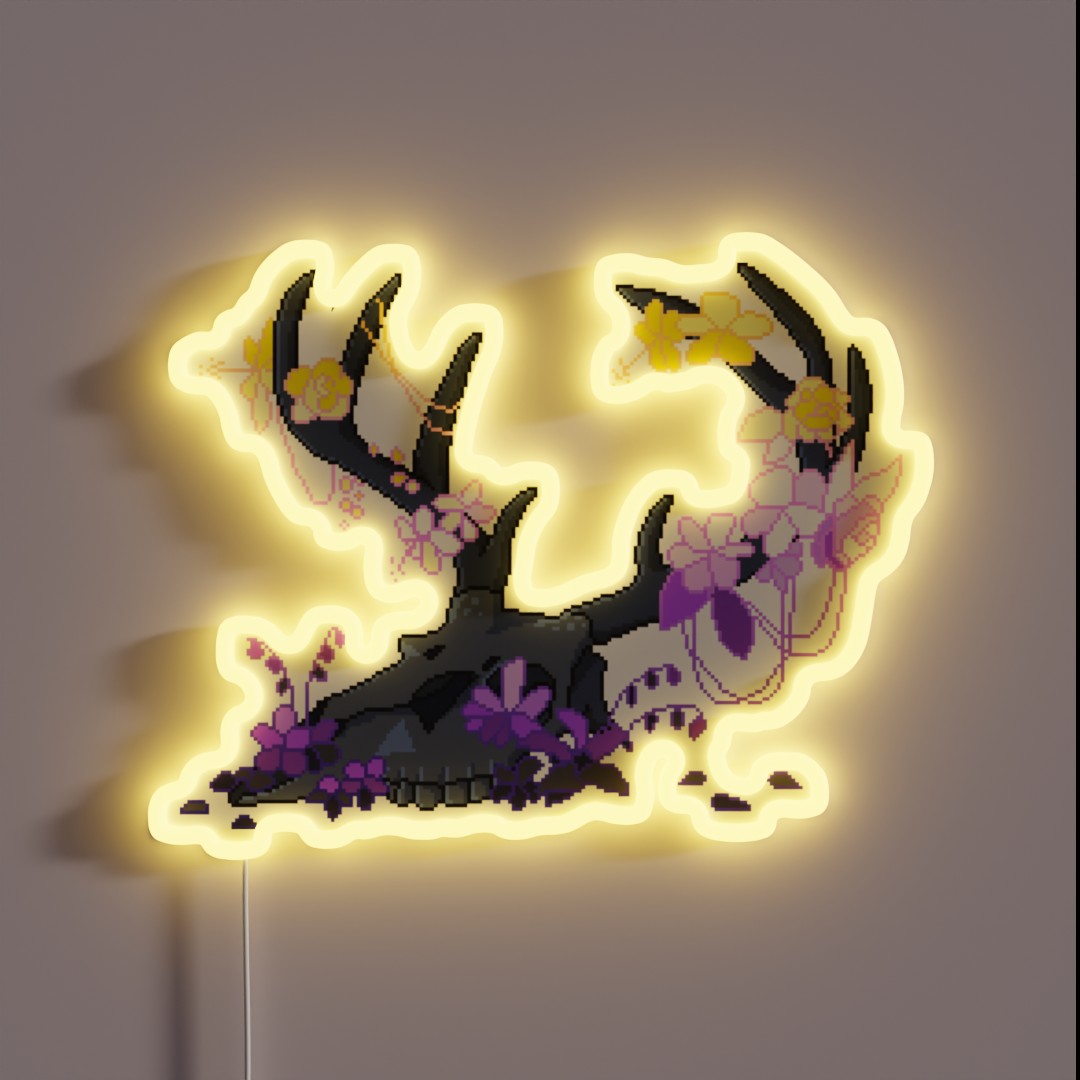 Non Binary Deer Pride Skull Requested RGB Neon Sign Non Binary Deer Pride Skull Requested RGB Neon Sign