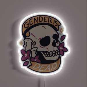 Non Binary Memes Skull RGB Neon Sign