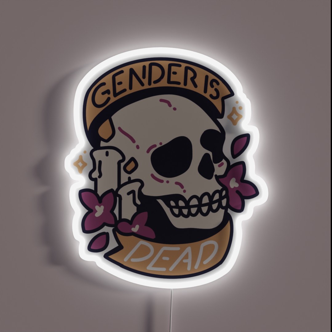 Non Binary Memes Skull RGB Neon Sign Non Binary Memes Skull RGB Neon Sign