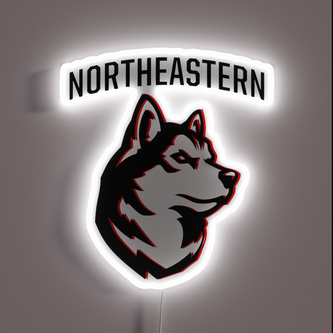 Northeastern Huskies Ice Hockey Football RGB Neon Sign Northeastern Huskies Ice Hockey Football RGB Neon Sign