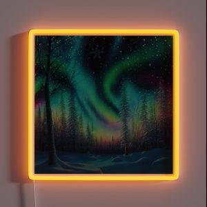 Northern Lights Beautiful Winter Snow Scene RGB Neon Sign Northern Lights Beautiful Winter Snow Scene RGB Neon Sign