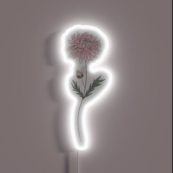 November Birth Month Flower Chrysanthemum RGB Neon Sign
