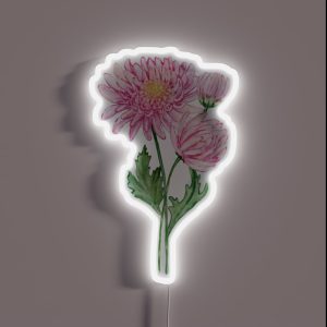 November Birth Month Flower Chrysanthemum RGB Neon Sign