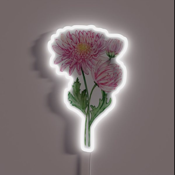 November Birth Month Flower Chrysanthemum RGB Neon Sign