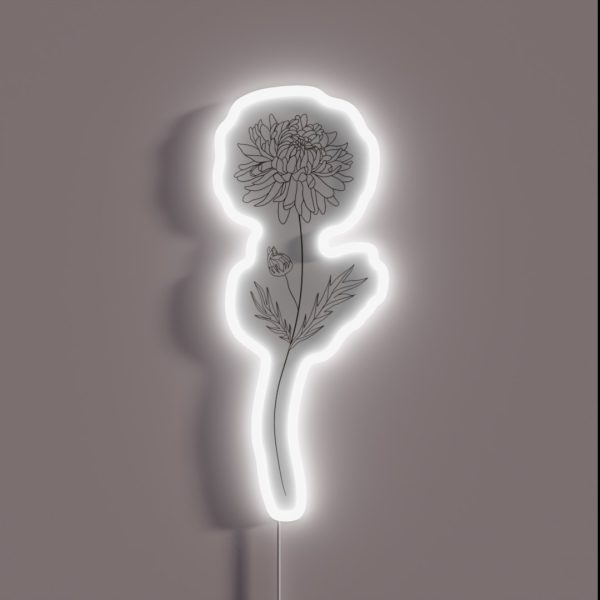 November Birth Month Flower Chrysanthemum RGB Neon Sign