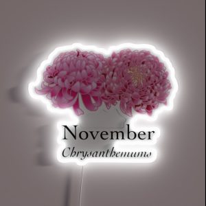 November Chrysanthemum Birth Month Flower RGB Neon Sign