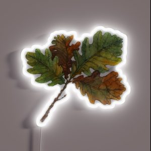Oak Leaves Autumn Branch RGB Neon Sign