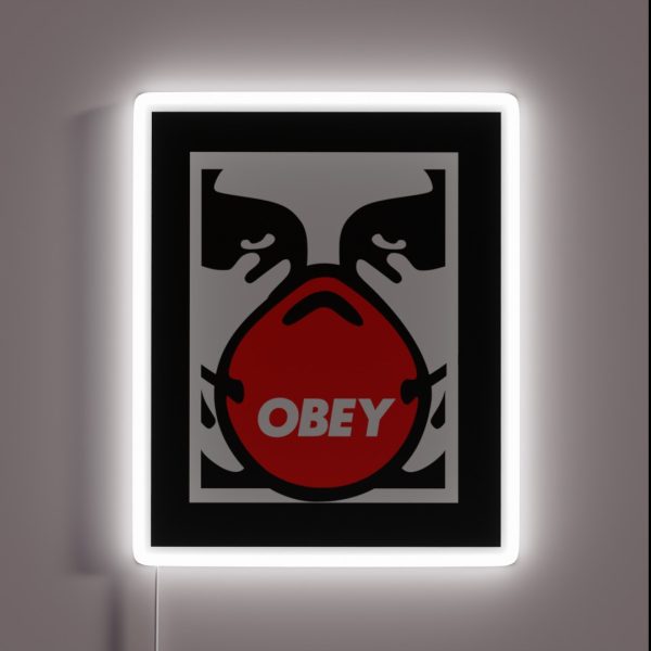 OBEY Giant Shepard Fairey Face Mask Pop Art RGB Neon Sign