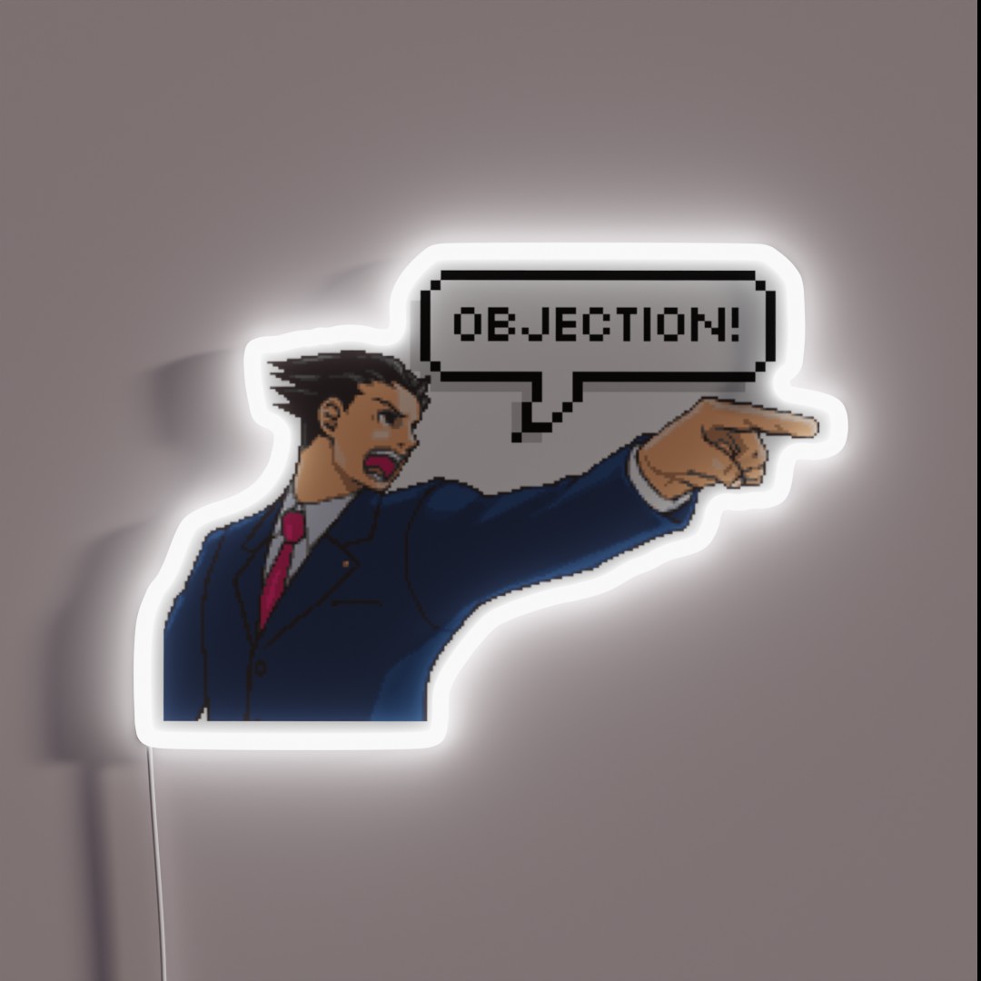 OBJECTION Phoenix Wright Ace Attorney RGB Neon Sign OBJECTION Phoenix Wright Ace Attorney RGB Neon Sign