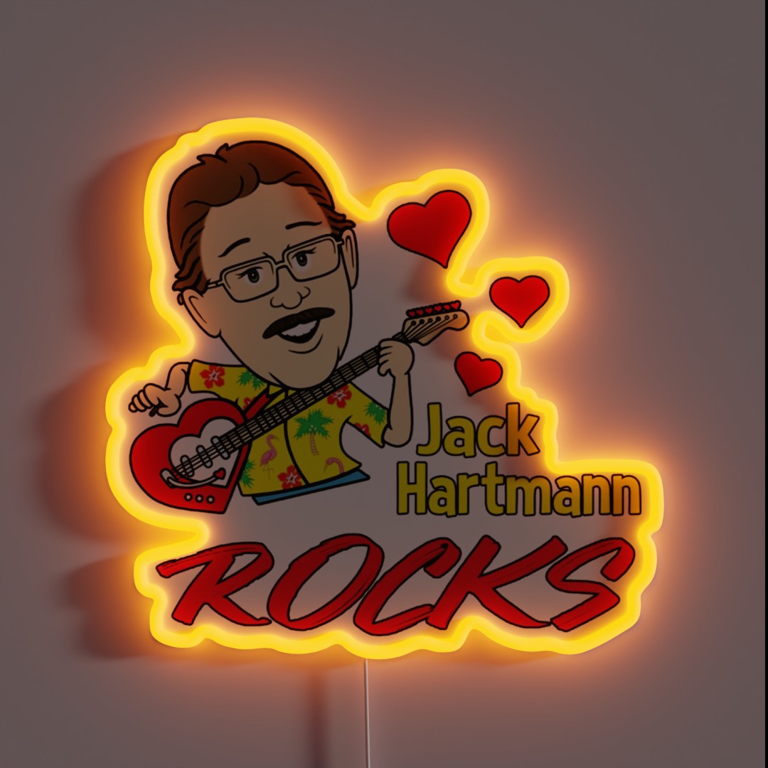 Official Jack Hartmann Rocks Short Sleeve RGB Neon Sign Official Jack Hartmann Rocks Short Sleeve RGB Neon Sign