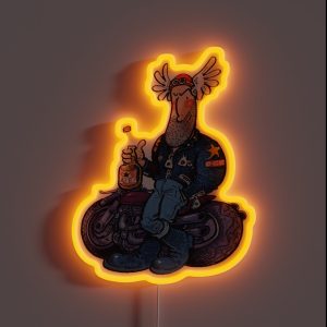Ogri Classic Comic Biker With Ale RGB Neon Sign