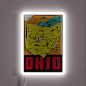 Ohio State Map Vintage Travel Decal RGB Neon Sign