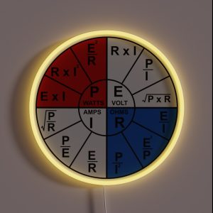 Ohms Wheel Electrician Math Formulas Ohms Law Funny Hardhat RGB Neon Sign