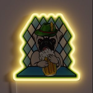 Oktoberfest Beer Drinking Pug Dog Pugtoberfest RGB Neon Sign