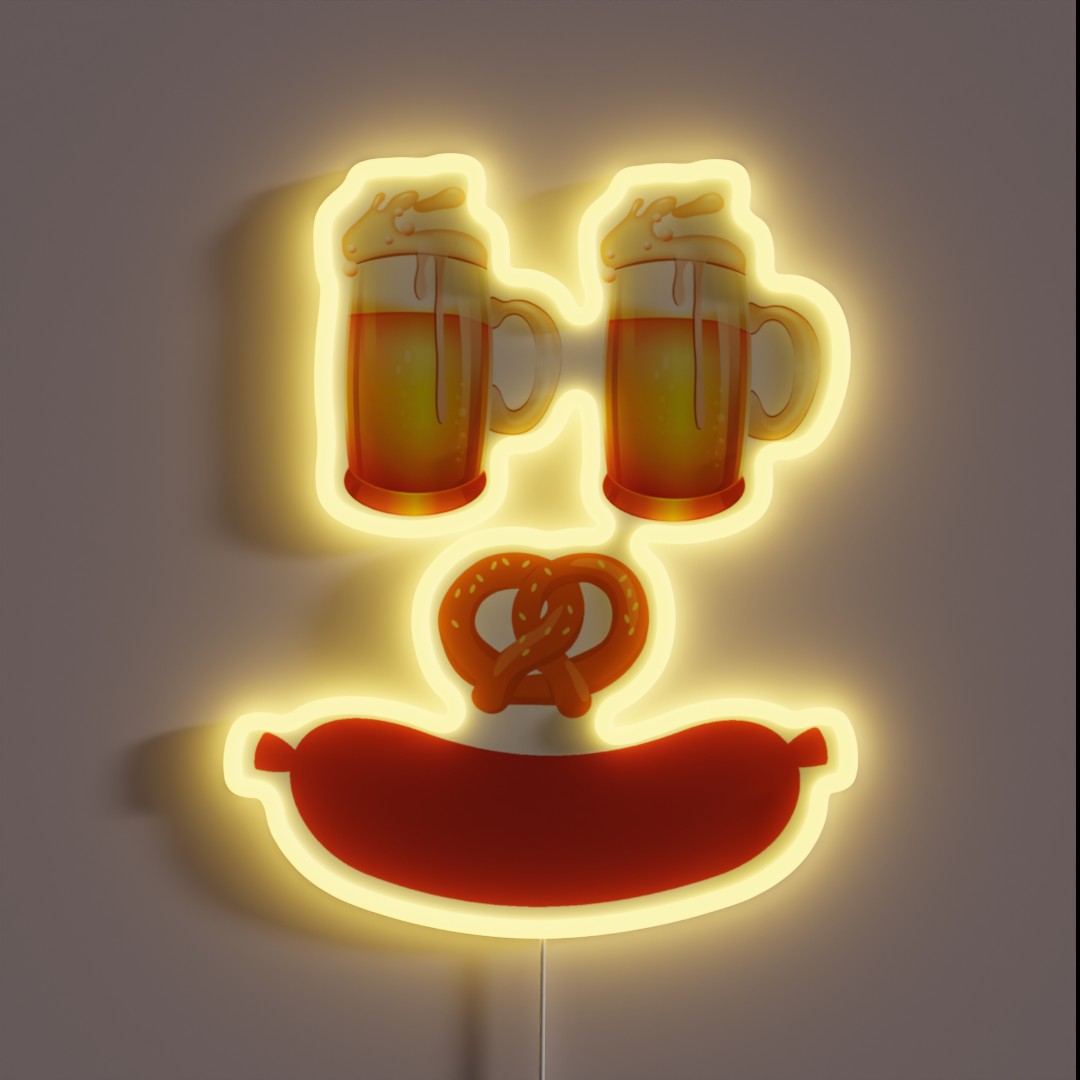 Oktoberfest Costume Beer Face Funny Halloween RGB Neon Sign Oktoberfest Costume Beer Face Funny Halloween RGB Neon Sign