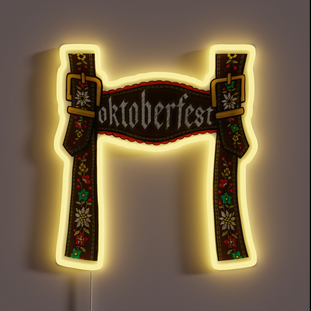 Oktoberfest Lederhosen Costume Cute German RGB Neon Sign Oktoberfest Lederhosen Costume Cute German RGB Neon Sign