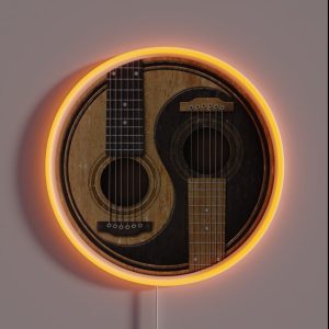 Old And Worn Acoustic Guitars Yin Yang RGB Neon Sign