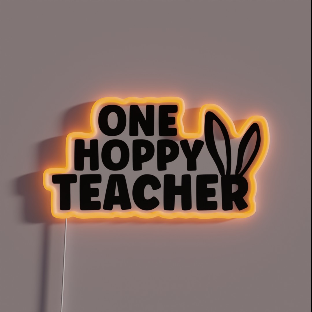 One Hoppy Teacher Happy Easter RGB Neon Sign One Hoppy Teacher Happy Easter RGB Neon Sign