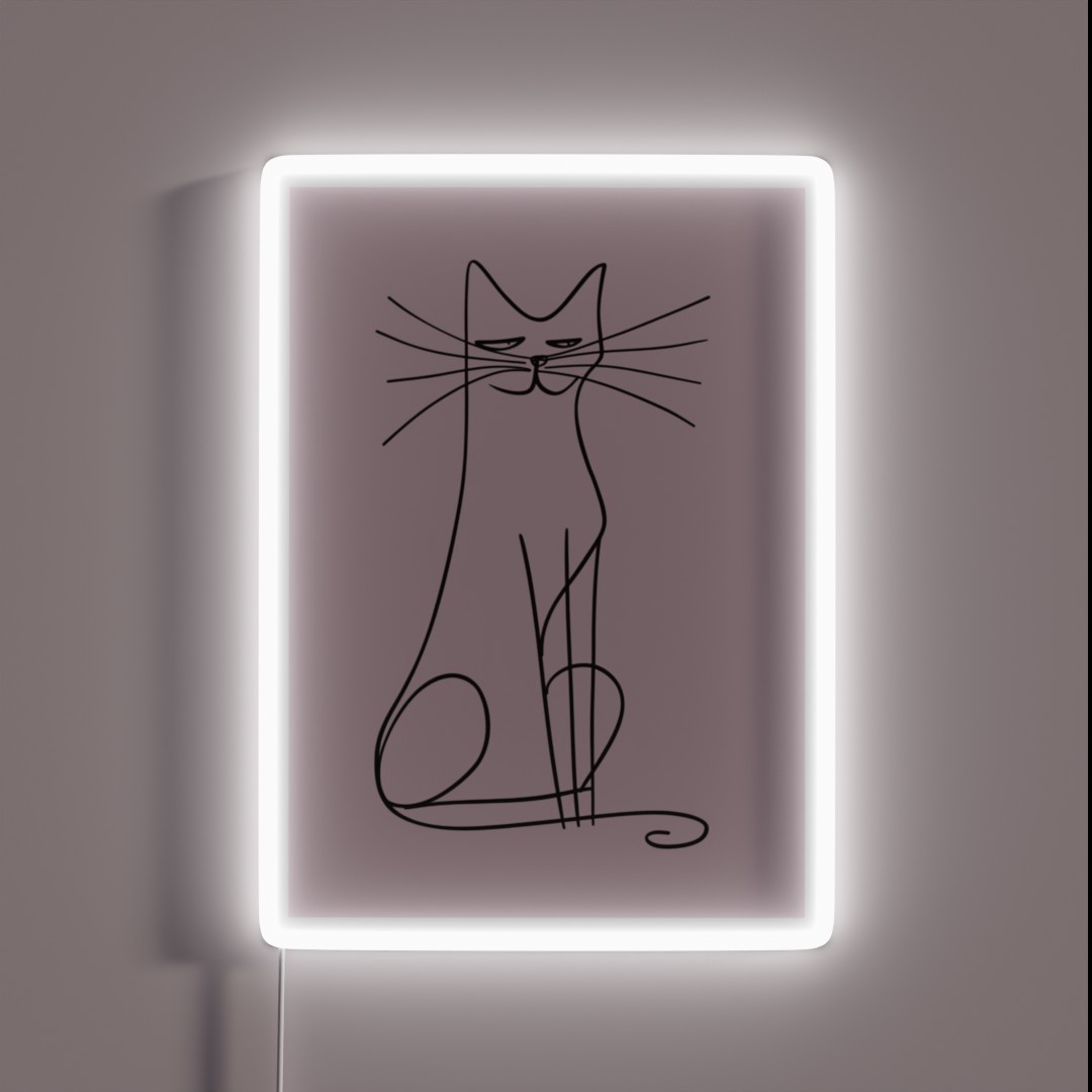 One Line Smiling Cat Art RGB Neon Sign One Line Smiling Cat Art RGB Neon Sign