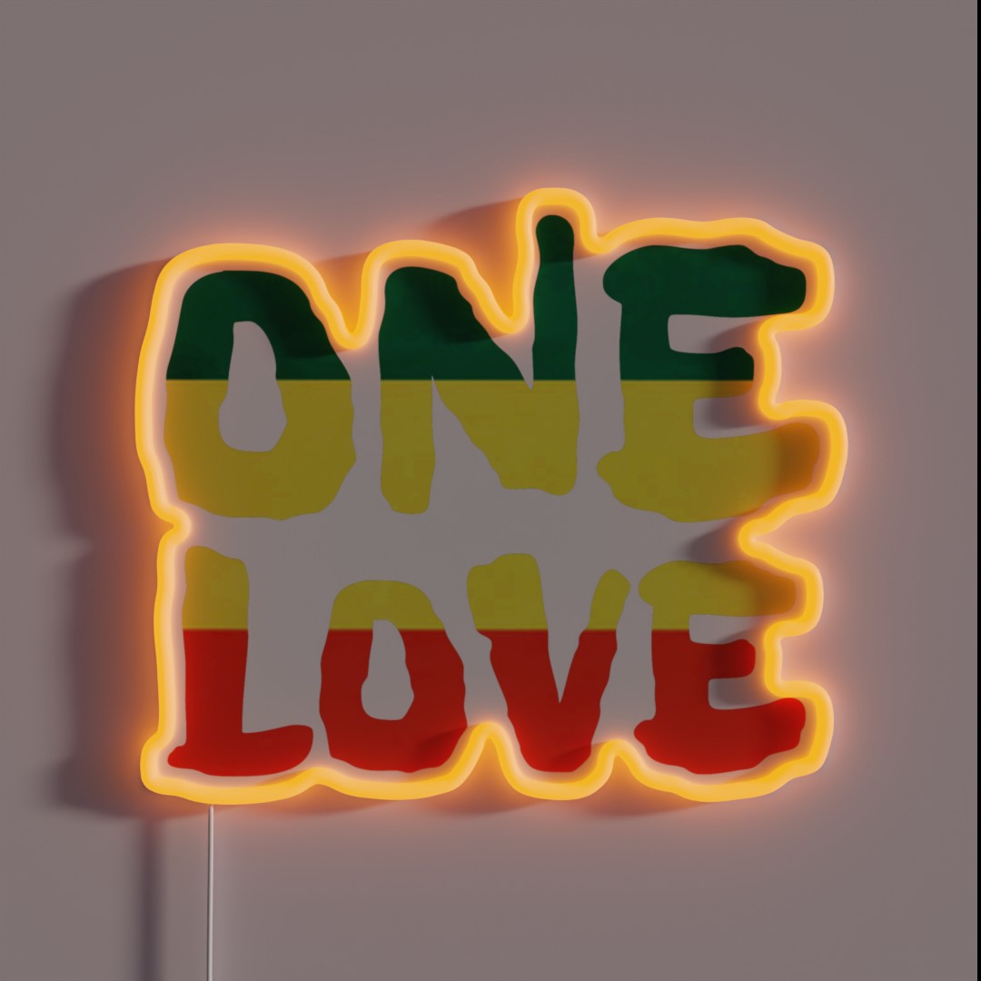 One Love Reggae Rasta Peace Weed Stoner RGB Neon Sign One Love Reggae Rasta Peace Weed Stoner RGB Neon Sign