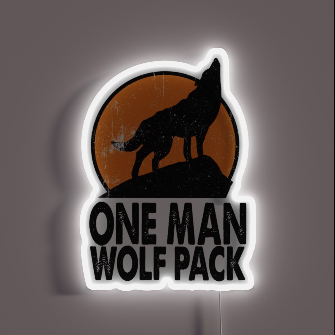 One Man Wolf Pack Vintage RGB Neon Sign One Man Wolf Pack Vintage RGB Neon Sign