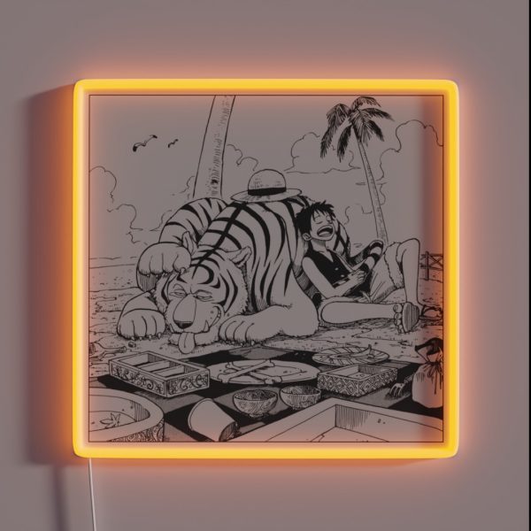 One Piece Monkey D Luffy And Tiger RGB Neon Sign