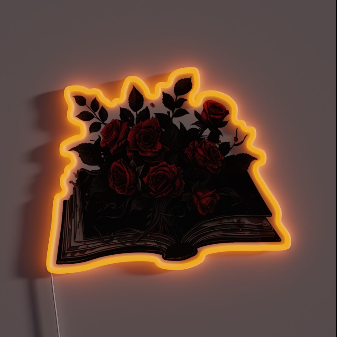 Open Book And Roses RGB Neon Sign Open Book And Roses RGB Neon Sign