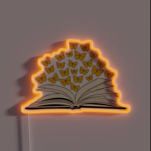 Open Book Butterflies One Hundred Years Of Solitude RGB Neon Sign Open Book Butterflies One Hundred Years Of Solitude RGB Neon Sign