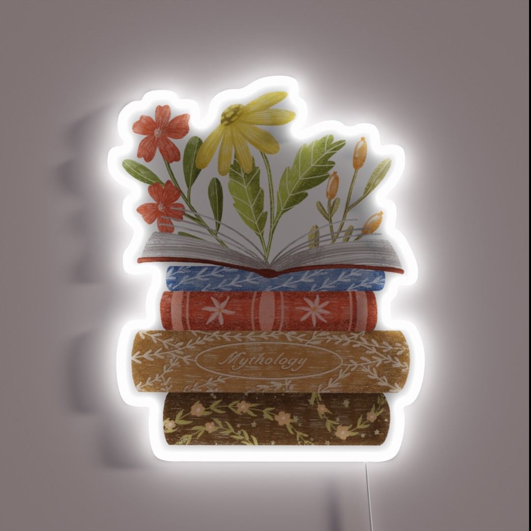 Open Book With Colorful Summer Flowers RGB Neon Sign Open Book With Colorful Summer Flowers RGB Neon Sign