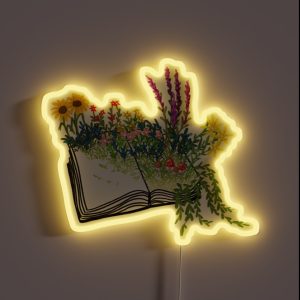 Open Book With Flora Growth RGB Neon Sign