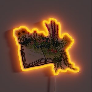 Open Book With Flora Growth RGB Neon Sign Open Book With Flora Growth RGB Neon Sign