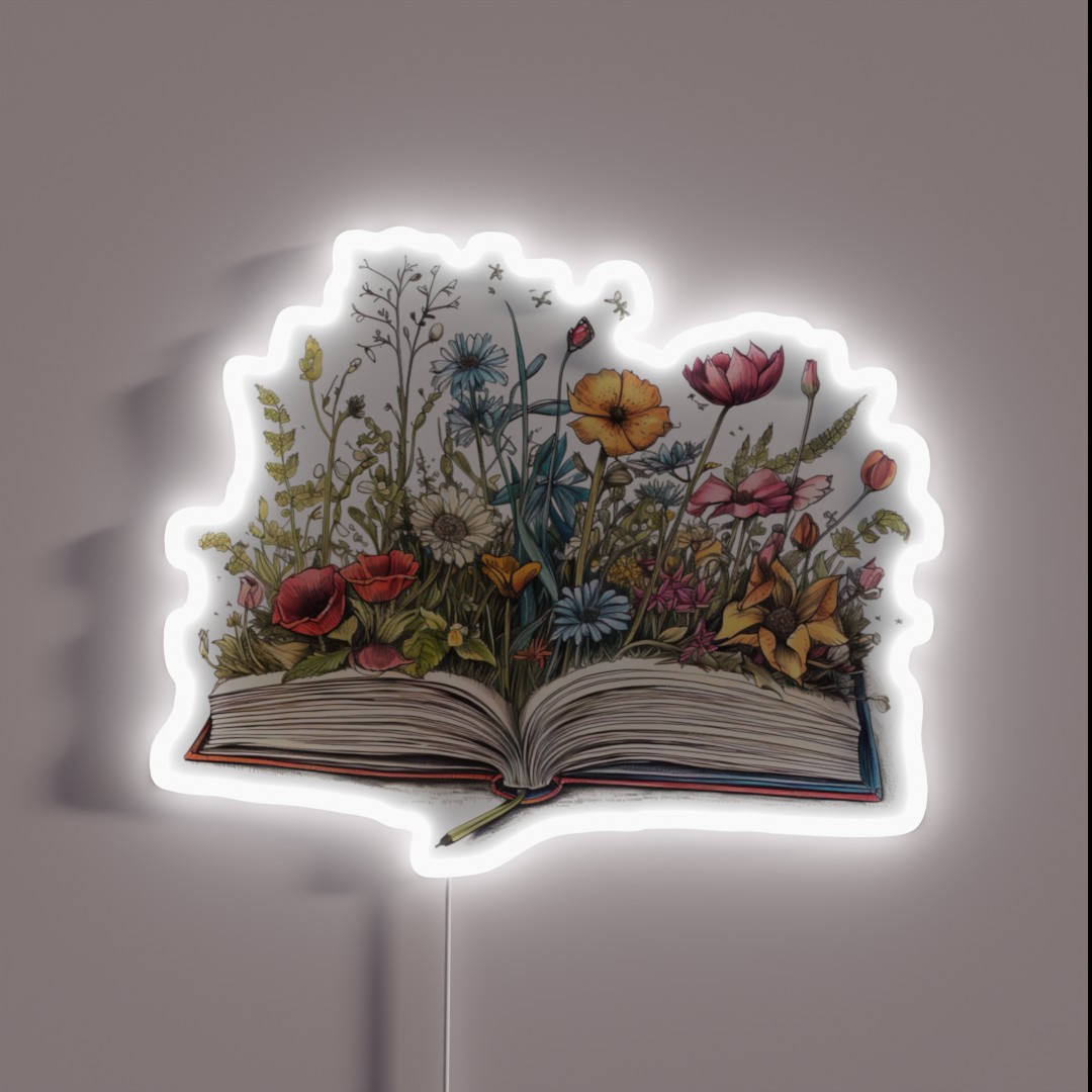Open Book With Flowers 4 RGB Neon Sign Open Book With Flowers 4 RGB Neon Sign