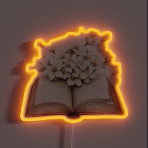 Open Book With Flowers Beige Art RGB Neon Sign Open Book With Flowers Beige Art RGB Neon Sign